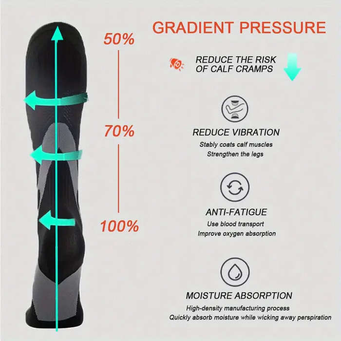 2XL - 2 Pairs Professional Sports Compression Socks Breathable Sweat-absorbent Calf Socks for Cyclin