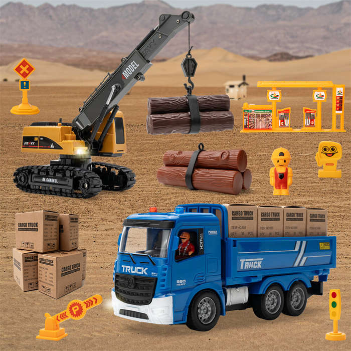 01 - 689-838A 2.4G 6CH 1/20 RC Truck+1/22 RC Crane 2-IN-1 Remote Control Car Vehicle Models RTR for