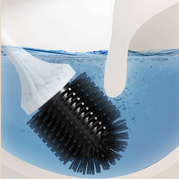 White - Tevorex Wireless Electric Silicone Head Toilet Brush Long Handle 360 rotation Cleaning Brush