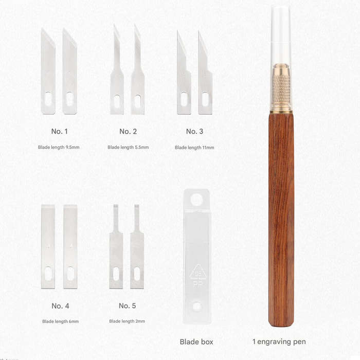 #A - GANWEI MG0-000-0073F Model Carving Knife High Carbon Steel Blades Brass Beech Wood Handle Preci