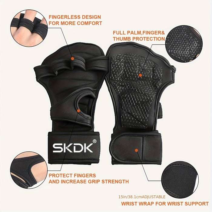 M - SKDK 1Pair Weight Lifting Fitness Sports Gloves Non-slip Breathable Sweat-wicking Silicone Palm