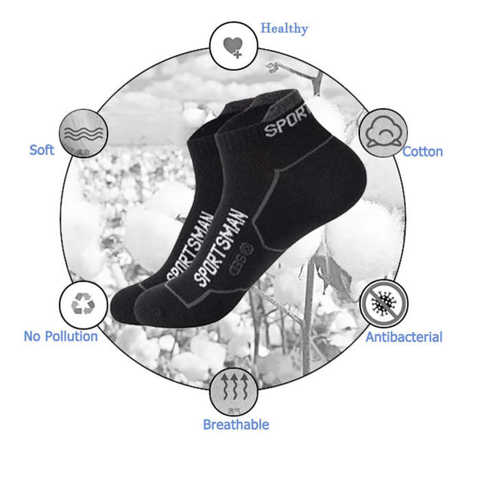 Grey - 6 Pairs High Quality Men's Sports Socks Men Non Slip Athletic Short Socks Comfy Cotton Socks