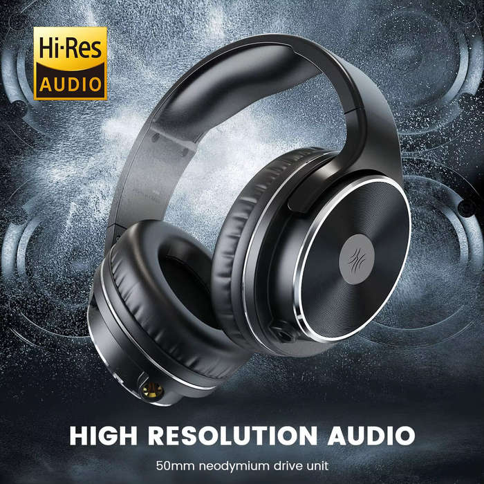 Black - OneOdio Studio HiFi Headphone 50mm Dual Dynamic Drivers Hi-res Audio Mixing Recording 3.5mm