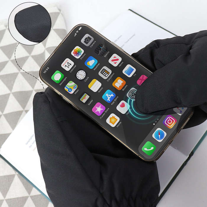 Black - TENGOO 3 Gears Electric Heated Gloves USB Rechargeable Heating Mittens Winter Warm Touch Scr