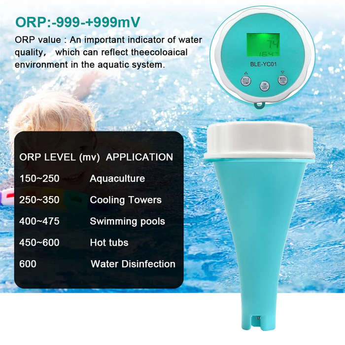 Blue - 6 in1 Water Quality Detector PH EC TDS ORP CL Temperature Calibration Chlorine Water Tester A