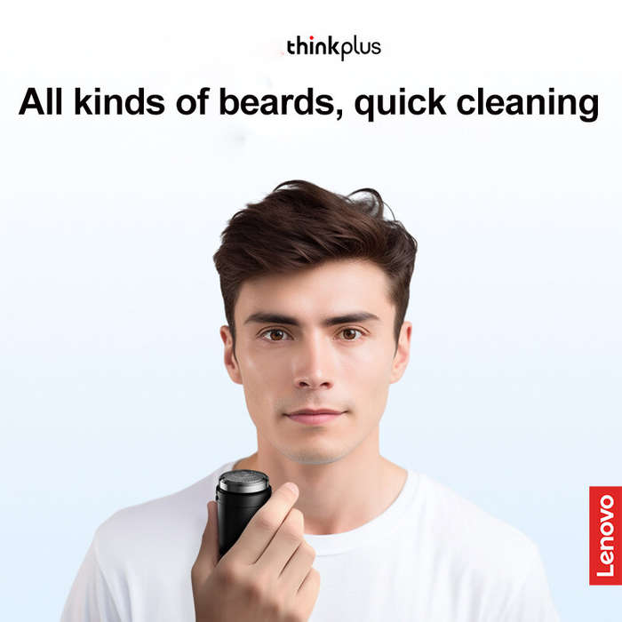 Silver - Lenovo Thinkplus ES20 330mAh Rechargeable Mini Electric Shaver IPX7 Waterproof High Speed M