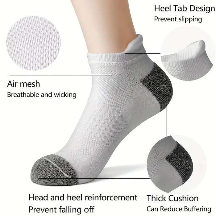 Black - 6 Pair Cotton Men Socks Comfy Solid Color Male's Short Sock Summer Cycling Breathable Mesh R