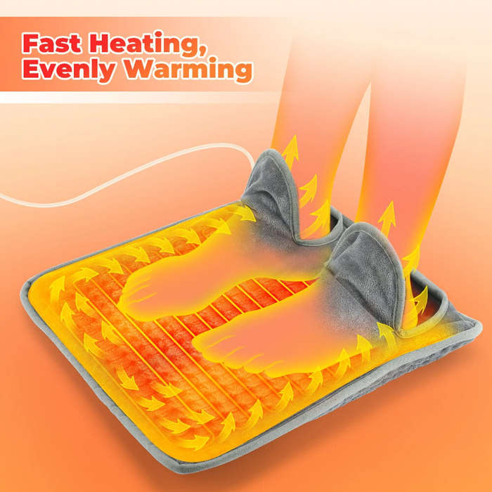US Plug - Electric Foot Heating Pad Washable Feet Warmer Heater Household Soft Plush Heat Blanket Fo