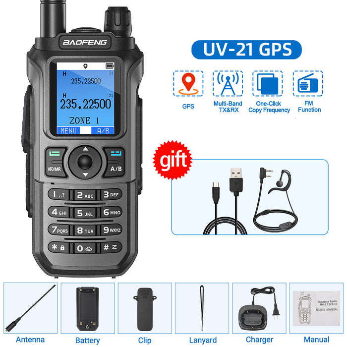 Green - Baofeng UV-21 Pro Two-Way Radio Handheld Walkie Talkie GPS Positioning 5KM Range 999 Channel