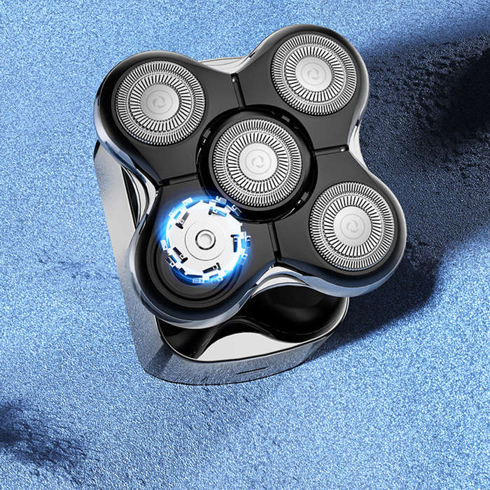 sliver - MARSKE 5 In 1 5D Floating Men's Electric Head Shaver Razor Rechargeable Cordless Hair Shavi