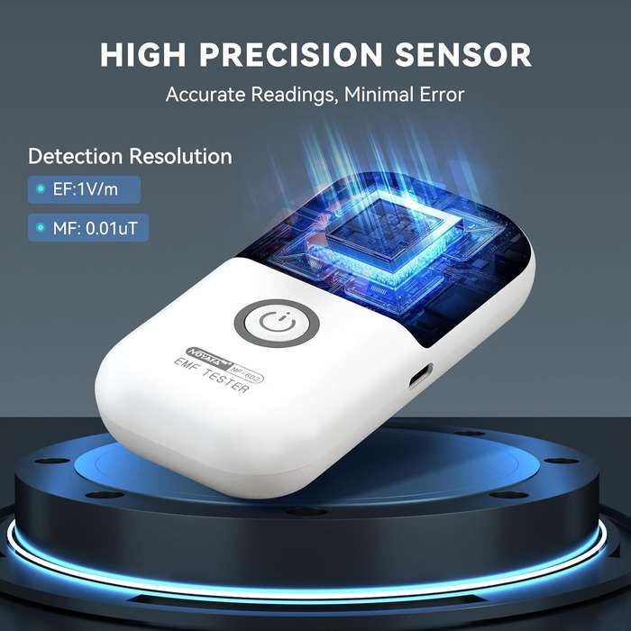 white - NOYAFA Upgraded EMF Meter Rechargeable Electromagnetic Field Radiation probe with High Preci