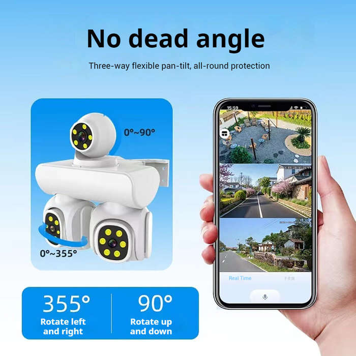 3MP Triple-Lens WIFI IP Camera P66 Waterproof Two-Way Audio Full-Color Night Vision Motion Alert Mob