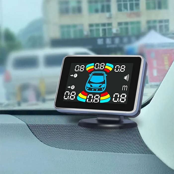 White - Car Reverse Parking Radar With 8 Parking Sensors Electronics Rear Automatic Detector Reverse