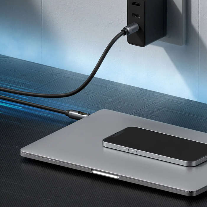 2M - Hagibis PD240W USB-C Fast Charger Cable 1M 2M Silicone Charging Cord with LED Display for iPhon