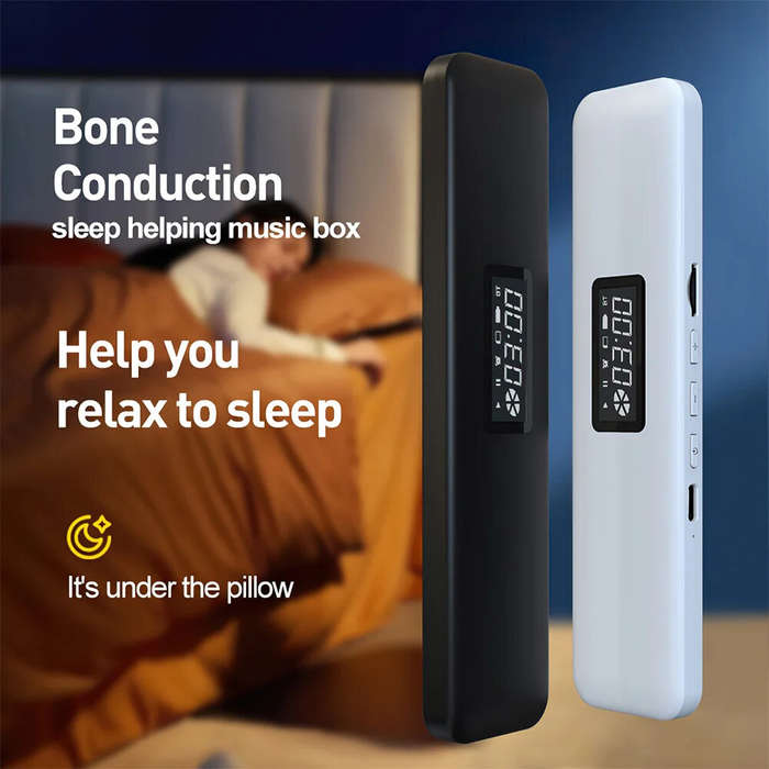 White - Under Pillow bluetooth Speaker Pocket Bone Conduction Sound Box HiFi Stereo LED Digital Disp