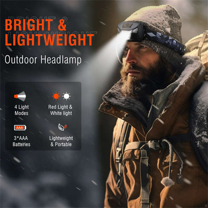 Black - BORUiT White Red Light LED Headlamp Use AAA Battery 4 Modes Super Bright Head Lamp Waterproo