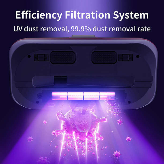 Grey+Red - 8KPa Handheld Vacuum Cleaner Cordless Couch Cleaner Double Beat UV Mattress Machine Deep