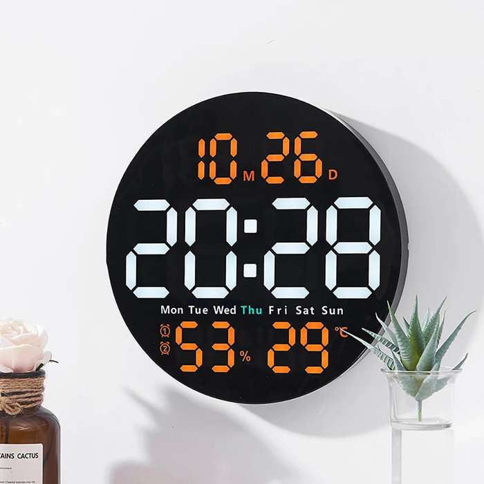 Sky Blue - 10inch LED Large Digital Wall Clock With Remote Control Auto Dimming 10 Level Brightness