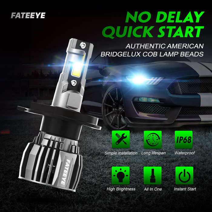 H4 - FATEEYE A700-F6 2PCS 60W LED Car Headlight Bulbs 13000LM LED Front Headlamp 6500K IP68 Waterpro