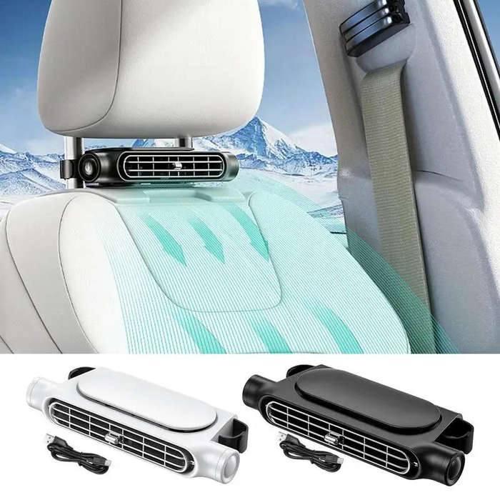 Black - Backseat Cooling Fan Electric Auto Backseat Car Fan Three Adjustable Wind Speeds Cooling Too