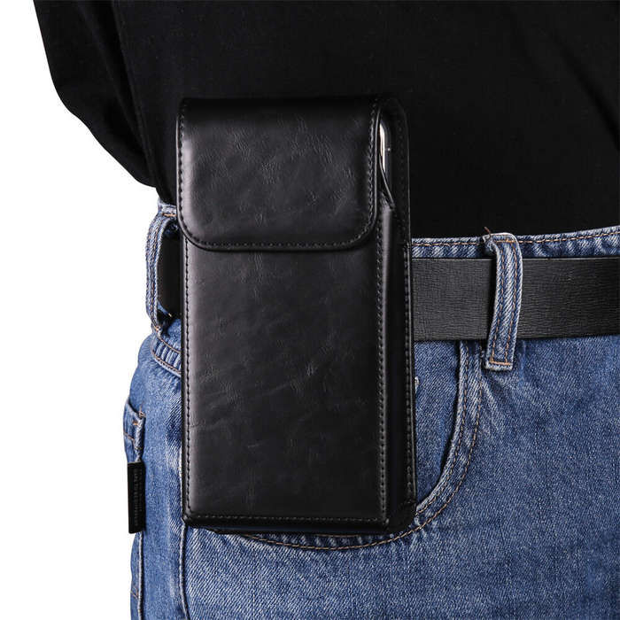 7.2inch - Business Casual Magnetic Universal Mobile Phone Waist Bag Leather Belt Clip Phone Holster