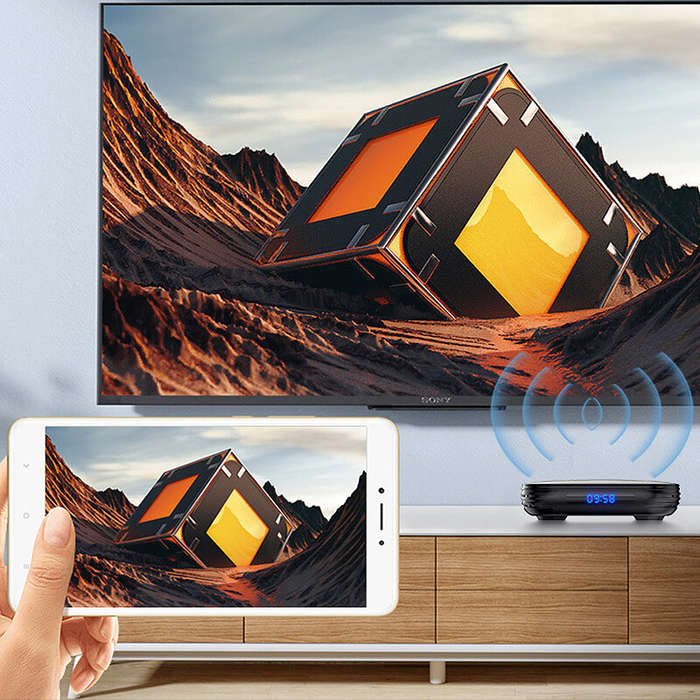 EU Plug - HK1 RBOX H8S Android 12 Smart TV Box 4+64G Dual Band 2.4G/5G WiFi Support bluetooth 4.0 8K