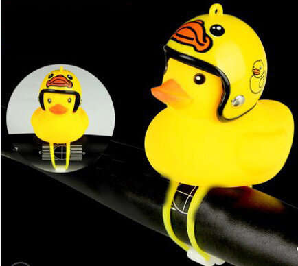 #2 - Cartoon Yellow Silica Wind Duck Helmet Horn Motorcycle Bicycle Light Shining Mountain Bike Hand