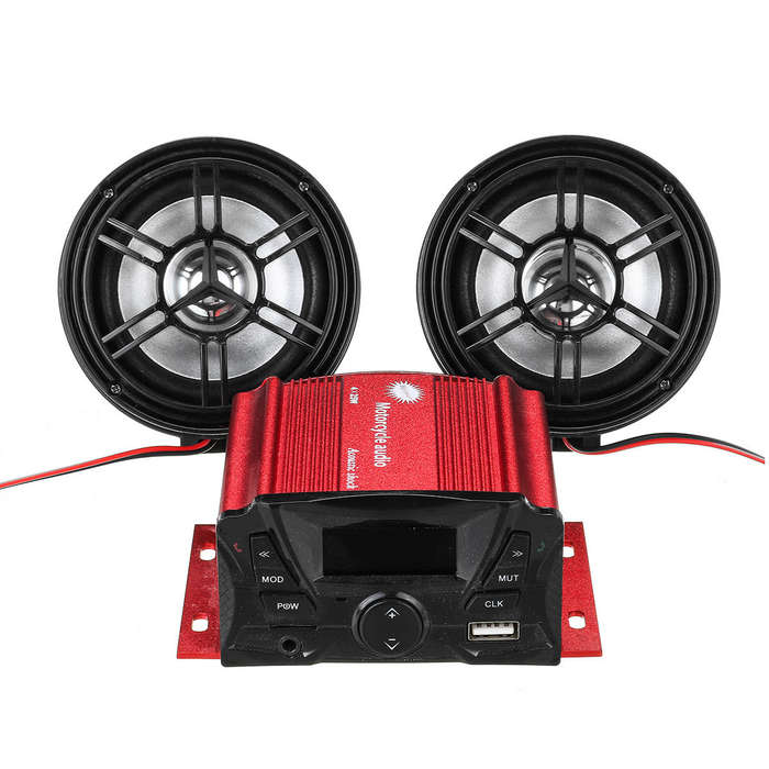 12V bluetooth Motorcycle Audio Speaker Sound System Alarm MP3 player FM Radio