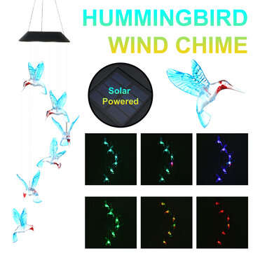Solar Hummingbird Wind Chime Light Waterproof Color Changing Solar Powered LED