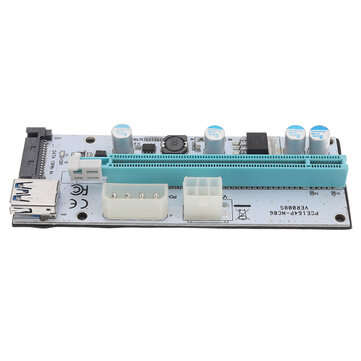 5Pcs USB3.0 PCI-E 1x To 16 x SATA +4P+6P Extender Riser Card Adapter Power Cable Miner