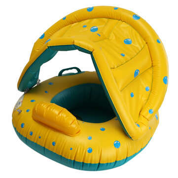 Baby Inflatable Swimming Float Ring PVC Lying Water Seat Boat Sunshade Pool Mattress with Canopy Kid