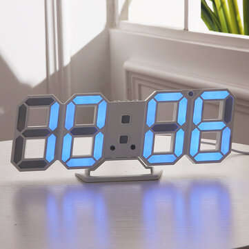 Large Modern Digital Led Skeleton Wall Clock Timer 24/12 Hour Display 3D Gife (COLOR.: BLUE)