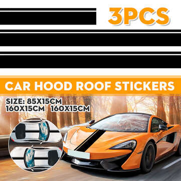 3pcs Stripe Stickers Decal Racing For Mercedes AMG Edition 1 C63 Coupe W205 C200 (COLOR: BLACK)