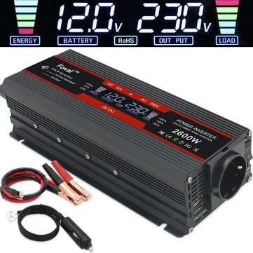 1500W/2000W/2600W LCD Power Inverter Modified Sine Wave DC 12V to AC 220V Solar 2 ... (POWER: 1500W)