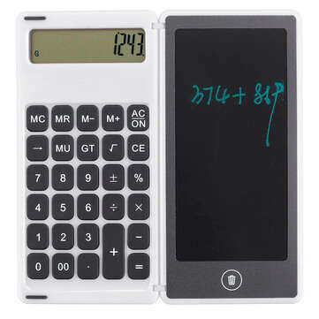 Gideatech 12 Digits Display Desktop Calculator with 6 Inch LCD Writing Tablet Fol... (COLOR.: WHITE)