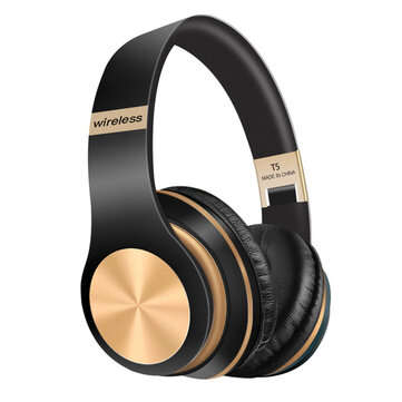 Bakeey T5 bluetooth Headphone 5.0 3D Stereo Wireless Headphones with Mic Foldable ... (COLOR: BLACK)