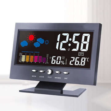 Bakeey Digital LCD Thermometer Hygrometer Sound Activated Screen Weather Forecast Temperature Trend