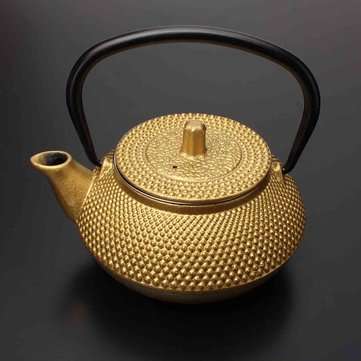 300ml Black/Gold Cast Iron Kettle Japanese Style Teapot with Strainer Tea Pot (COLOR.: GOLD)