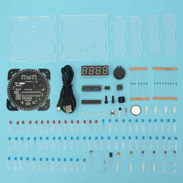 LED Rotating Electronic Temperature Display Digital Clock Learning Kit Box DIY