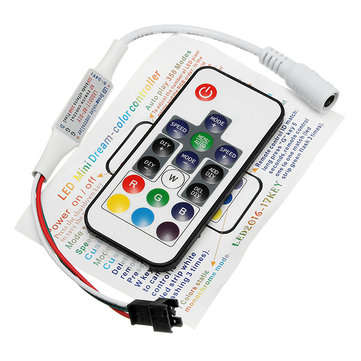 DC5-24V RF Mini Wireless LED RGBW Controller with 17 Keys Remote Control for W2811 W2812 Strip Light