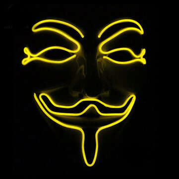 Halloween V for Vendetta Mask LED Scary EL-Wire Mask Light Up Festival Cosplay C... (COLOR.: YELLOW)