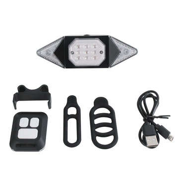 BORUiT 6-Modes Remote Control Smart Bike Turning Signal Taillight Intelligent USB Bicycle Rear Light