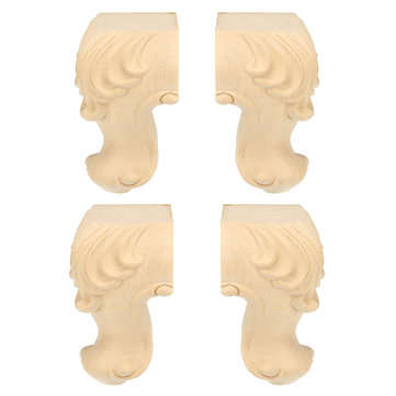 4Pcs Engraved Anti-damp Solid Wood Sofa Legs Wardrobe Cabinet Furniture Bracket Feet European Style