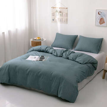 Plaid Pattern Bedding Set Comforter Bed Cover Pillowcase Adults Bed Duvet Set (BED SIZE: QUEENSIZE)
