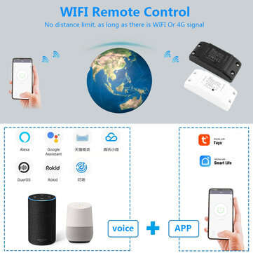 SMATRUL White Switch Smart Life APP WiFi Voice Relay Controller Timer Module 110V 220V 10A