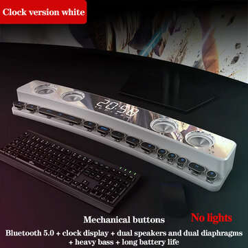 SH39 bluetooth Wireless Game Speaker Soundbar USB 3D Stereo S... (TYPE: CLOCKVERSION | COLOR: WHITE)