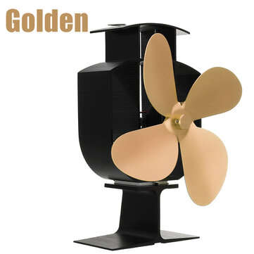 4 Blades Heat Powered Stove Fan for Log Burner Fireplace Eco Silent 6 Color (COLOR.: GOLDEN)