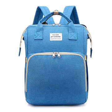 2 IN 1 Foldable Diaper Bag Large Capacity Baby Crib Backpack Nappy Mummy Bags For M... (COLOR: BLUE)