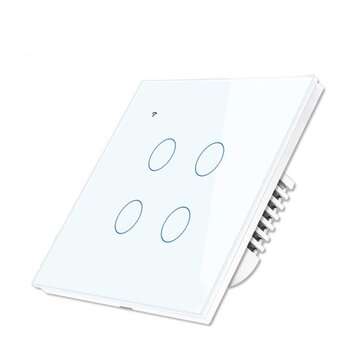 Somgoms SM-41W-EU Tuya WiFi Wireless 4Gang 2 Way Smart Wall Touch Switch AC 100V/2... (COLOR: WHITE)