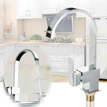 Modern Chrome Brass Kitchen Faucet Swivels Spout Single Handle Basin Mixer